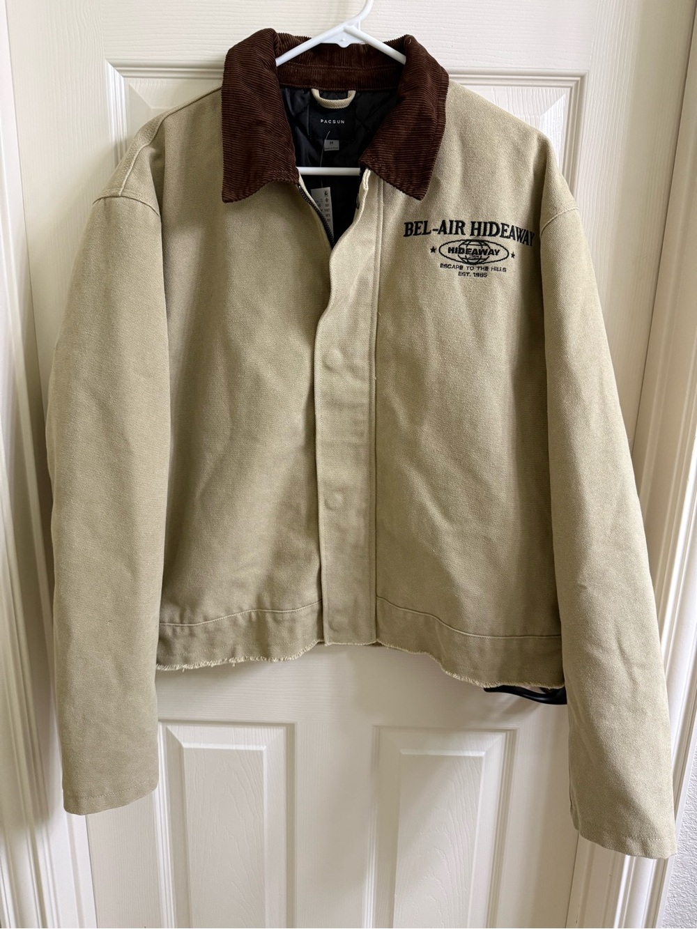 PacSun Bel-Air Beige Field Gas Jacket with Brown Corduroy Collar
